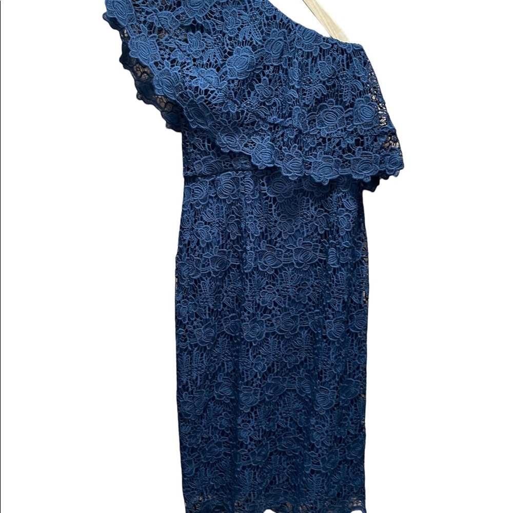 Nanette Lepore Lace Asymmetric One-Shoulder Cocktail Dress Navy Size 4 - Picture 6 of 9